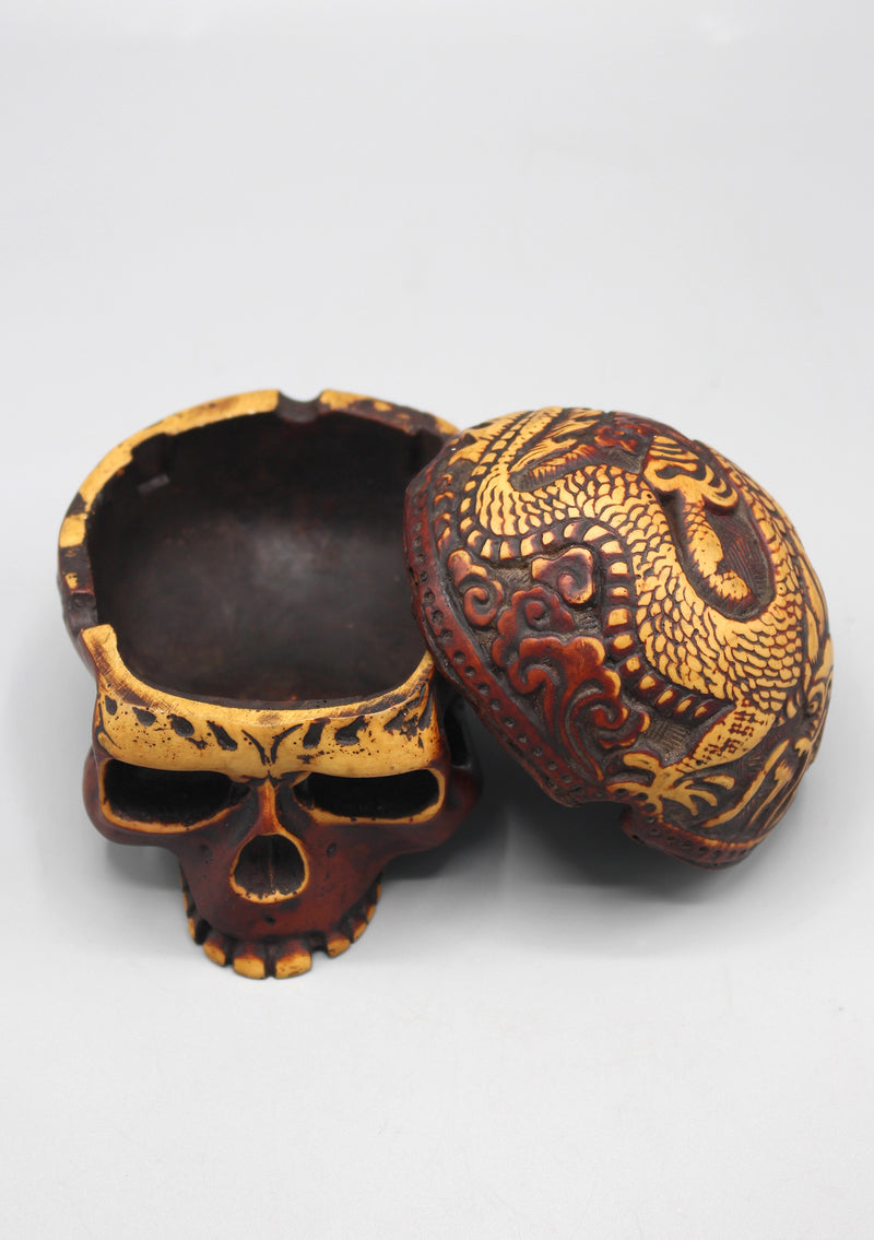 Brown Skull Head Carving Incense Burner - nepacrafts