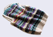 Gray Border Handknitted Women's Multicolor Sleeveless Cardigan Sweater - nepacrafts
