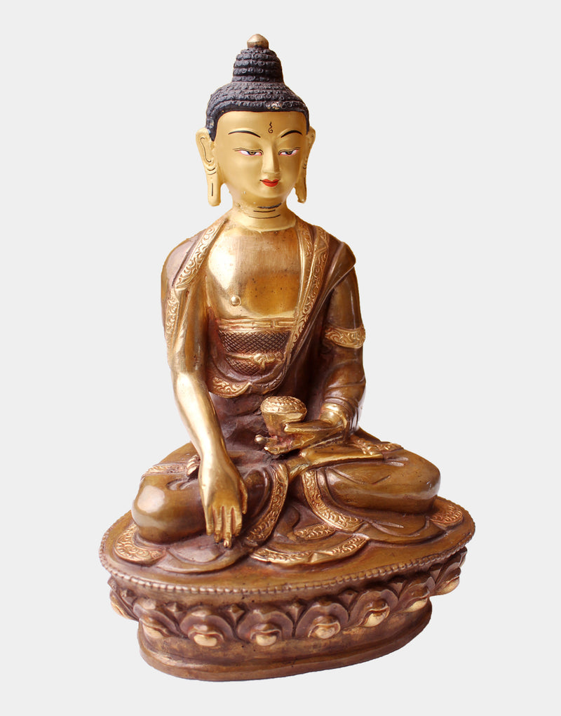 Gold Plated Gautam Buddha Statue, Nepal- 8 Inch High