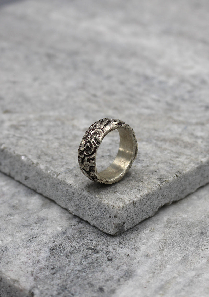 Fine Dragon Carving Sterling Silver Finger Ring - nepacrafts