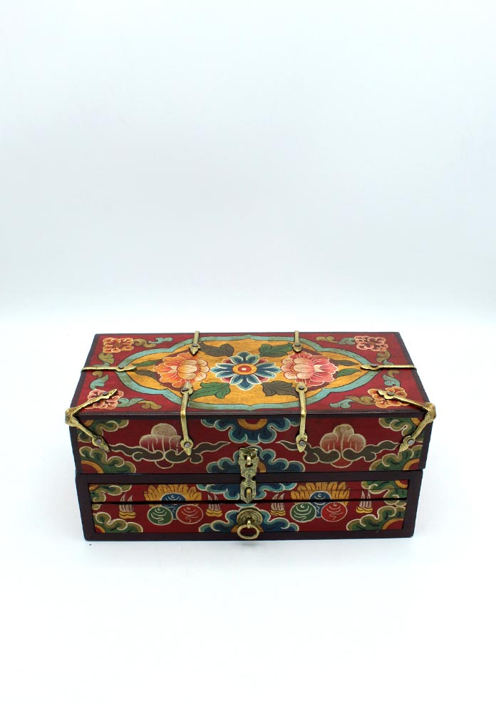 Handcrafted Wooden Buddhist Ritual Tibetan Altar Portable Shrine Box