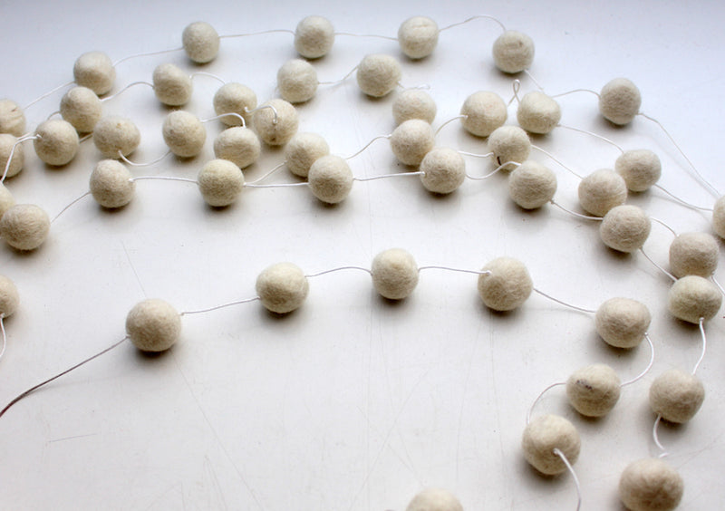 All White Felt Ball Christmas Hanging Home Decor - nepacrafts