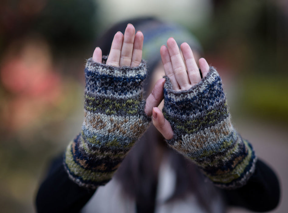 Hand Knit 100% Woolen Hand Warmers-Texting Gloves