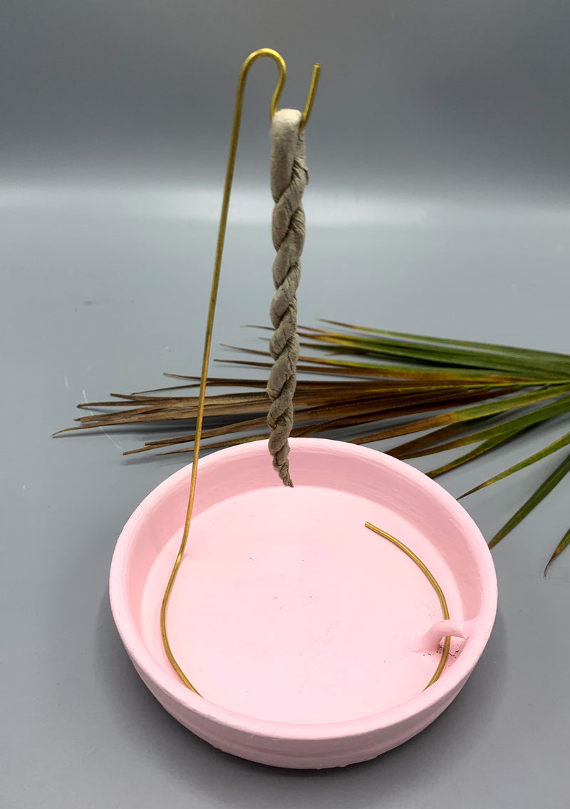Ceramic Rope Incense Burner Pink