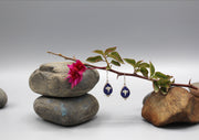 Buddha's Eyes Lapis Sterling Silver Drop Earrings - nepacrafts