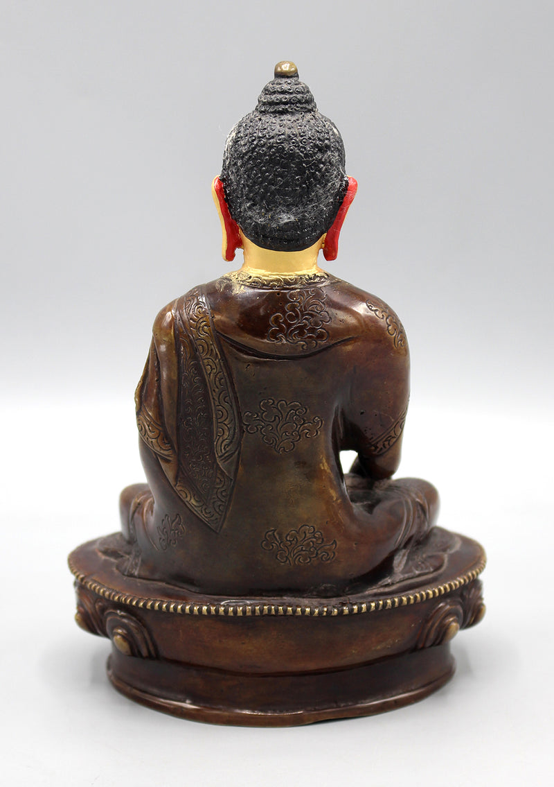 Gold Face Painted Copper Oxidized Shakyamuni Buddha Statue