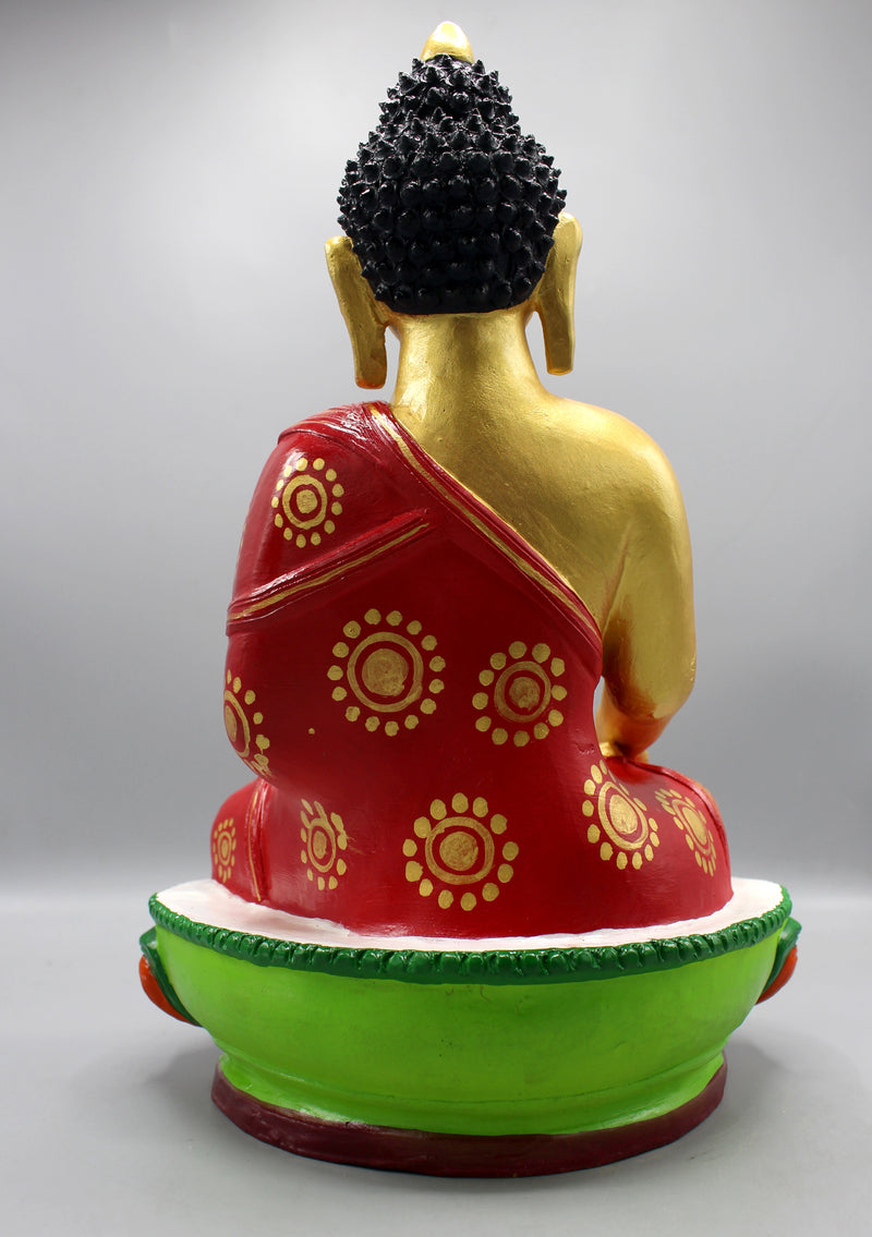 Handpainted Ceramic Shakyamuni Buddha Statue 14" H