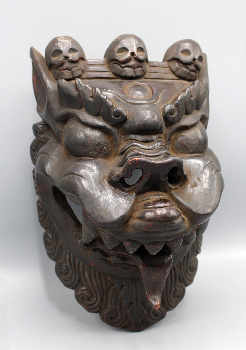 Handcrafted Wooden Lion Wall Hanging Mask - nepacrafts