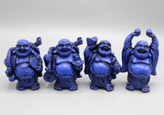 Set of 4 Blue Laughing Buddha Statue - nepacrafts