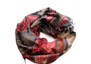 Rose and Sun Printed Handloomed Yak Wool Shawl - nepacrafts