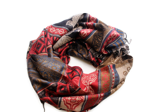 Rose and Sun Printed Handloomed Yak Wool Shawl - nepacrafts