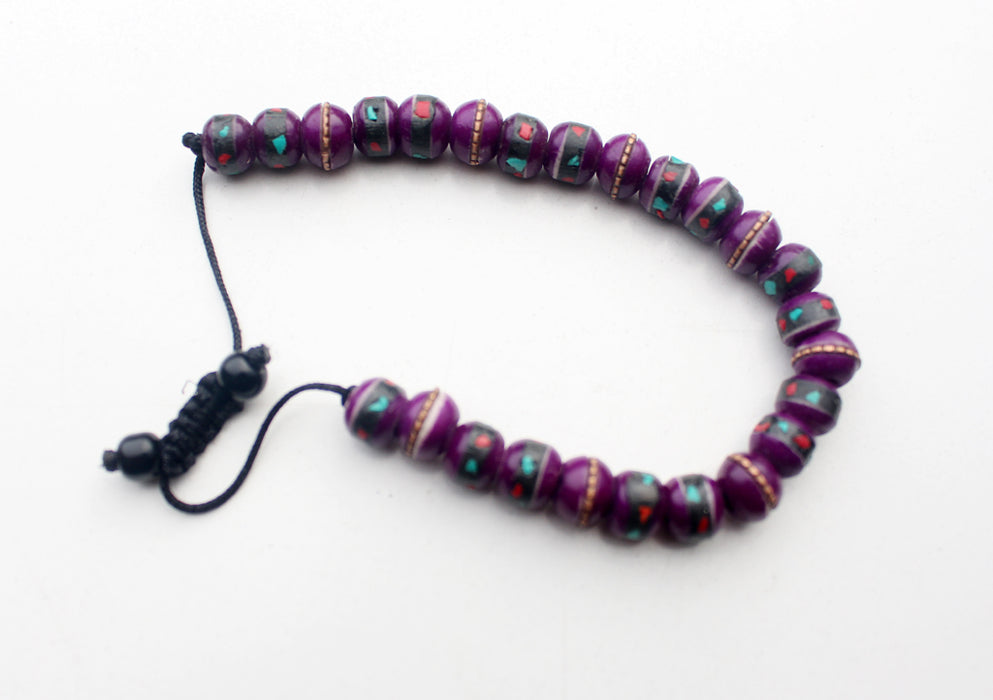Bone Inlaid Purple Wrist Yoga Bracelet - nepacrafts