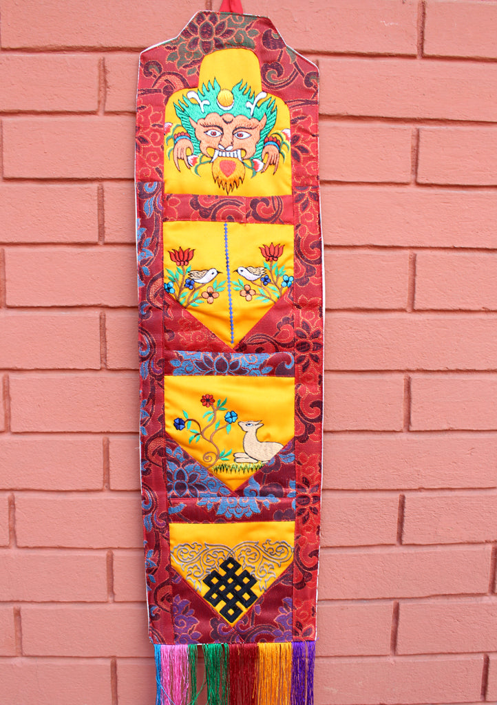 Embroidered Letter Case Brocade Tibetan Hanging Banner - nepacrafts