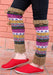 Handknitted Brown Pink Multicolor Winter Legwarmers with Lace - nepacrafts