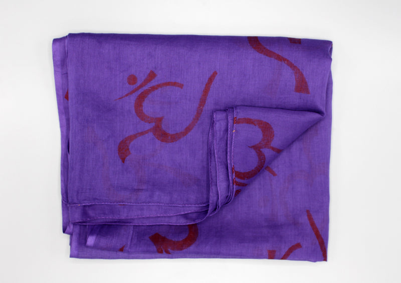 Dark Purple Cotton Om Shawl - nepacrafts