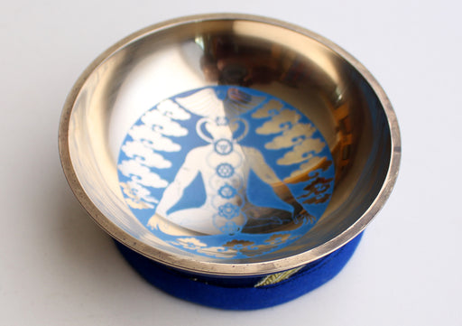 Seven Chakra Painted Singing Bowl Set with Blue Silk Brocade Gift Box - nepacrafts