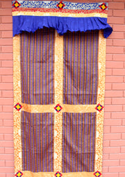 Silk Border Bhutanese Fabric Door/ Wall Hanging Curtain - nepacrafts