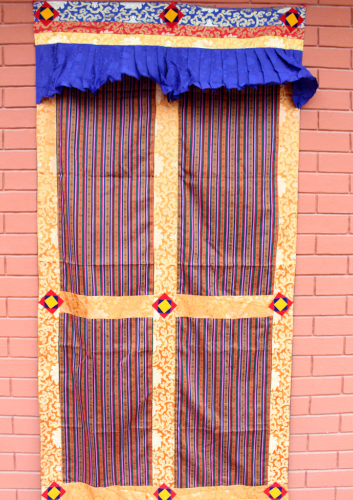 Silk Border Bhutanese Fabric Door/ Wall Hanging Curtain - nepacrafts