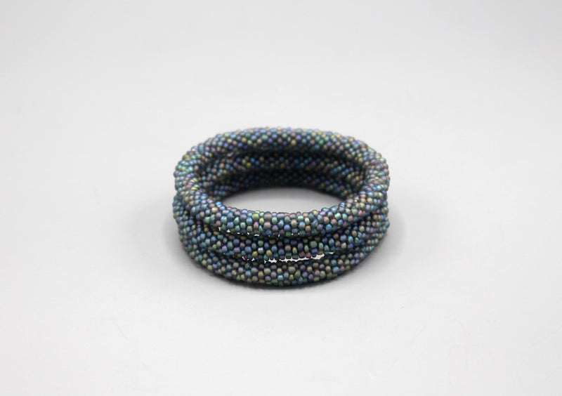 Gray and Blue Multicolor Roll on Bracelet - nepacrafts