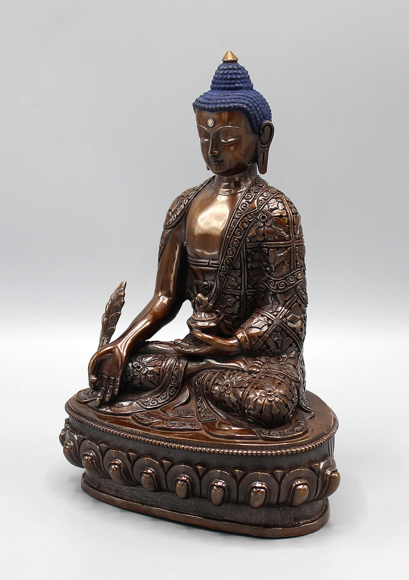 Finely Handcarved Copper Oxidized Medicine Buddha Statue