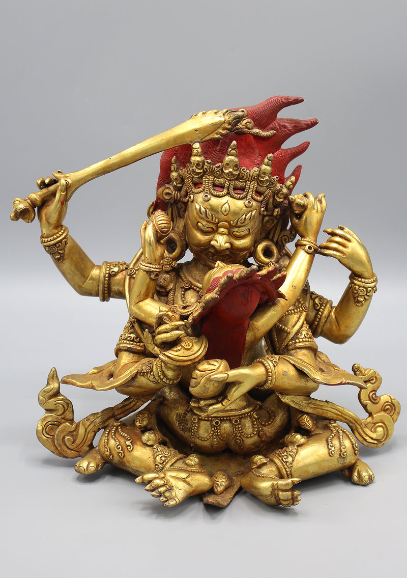 Gold Plated Kubera Buddha Shakti Statue