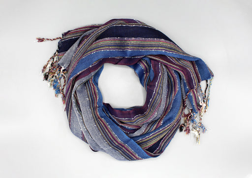 Blue and Purple Striped Women's Summer Scarf - nepacrafts
