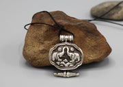 Elephant Carving Sterling Silver Ghau Pendant - nepacrafts