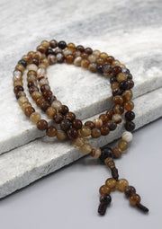 Brown Agate Tibetan Prayer Mala - nepacrafts