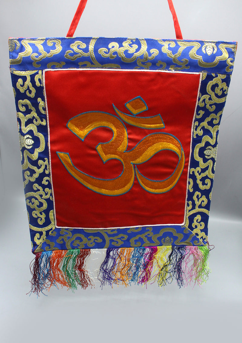 OM Embroidery Brocade Framed Wall Hanging Banner