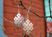 Tibetan Eternal Knot Silver Earrings - nepacrafts