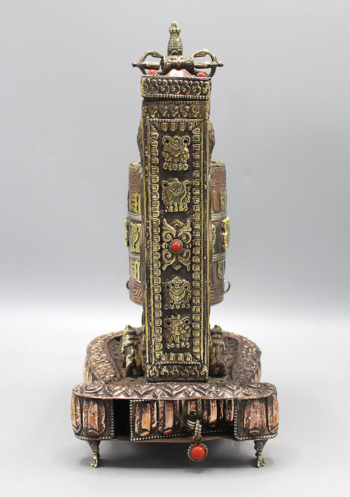 Om Mani Tibetan Prayer Wheel with Kalachakra Frame