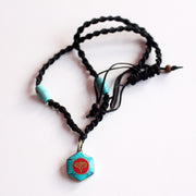 Hexagonal Turquoise Tibetan Om Pendant - nepacrafts