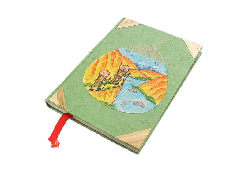 Two Porters in the Himalayas Painted Lokta Paper Pokcet Journal - nepacrafts