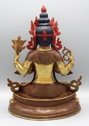 Gold Plated Masterpiece Chenrezig Statue 13" with Intricate Floral Motifs - nepacrafts