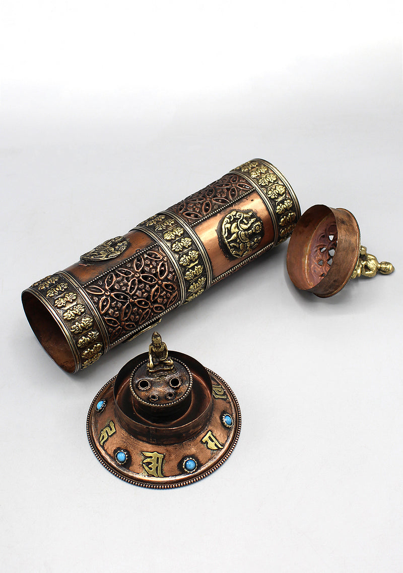 Finely Carving Vertical Buddha Copper Incense Holder