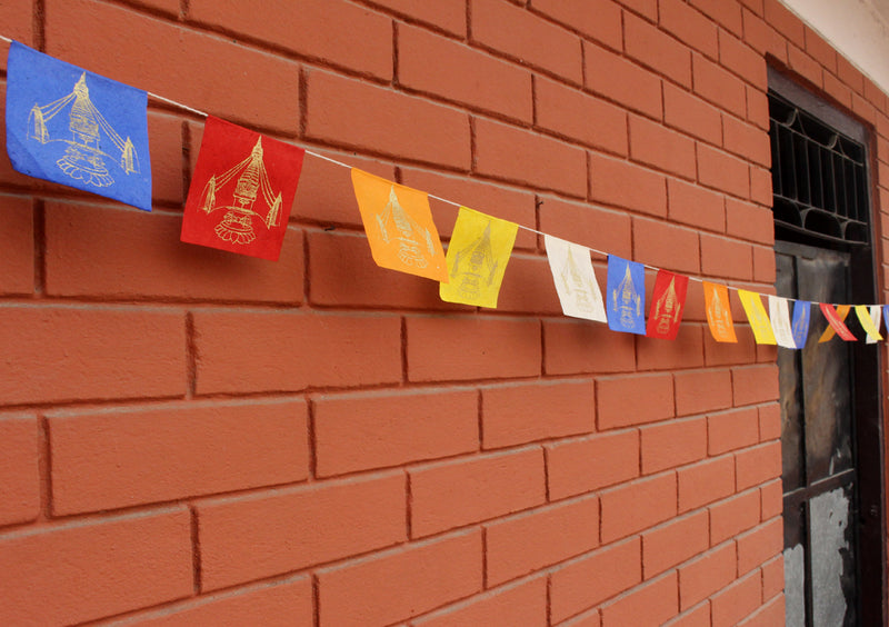 Swayambhunath Stupa Printed Mini Lokta Paper Prayer Flags - nepacrafts