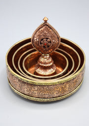 Copper Tibetan Buddhist Offering Mandala Set 4" - nepacrafts