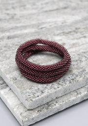 Dark Magenta Glass Beads Roll on Bracelet - nepacrafts
