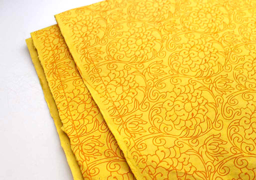 Beautiful Flower Printed Yellow Gift Wrapping Sheets - nepacrafts