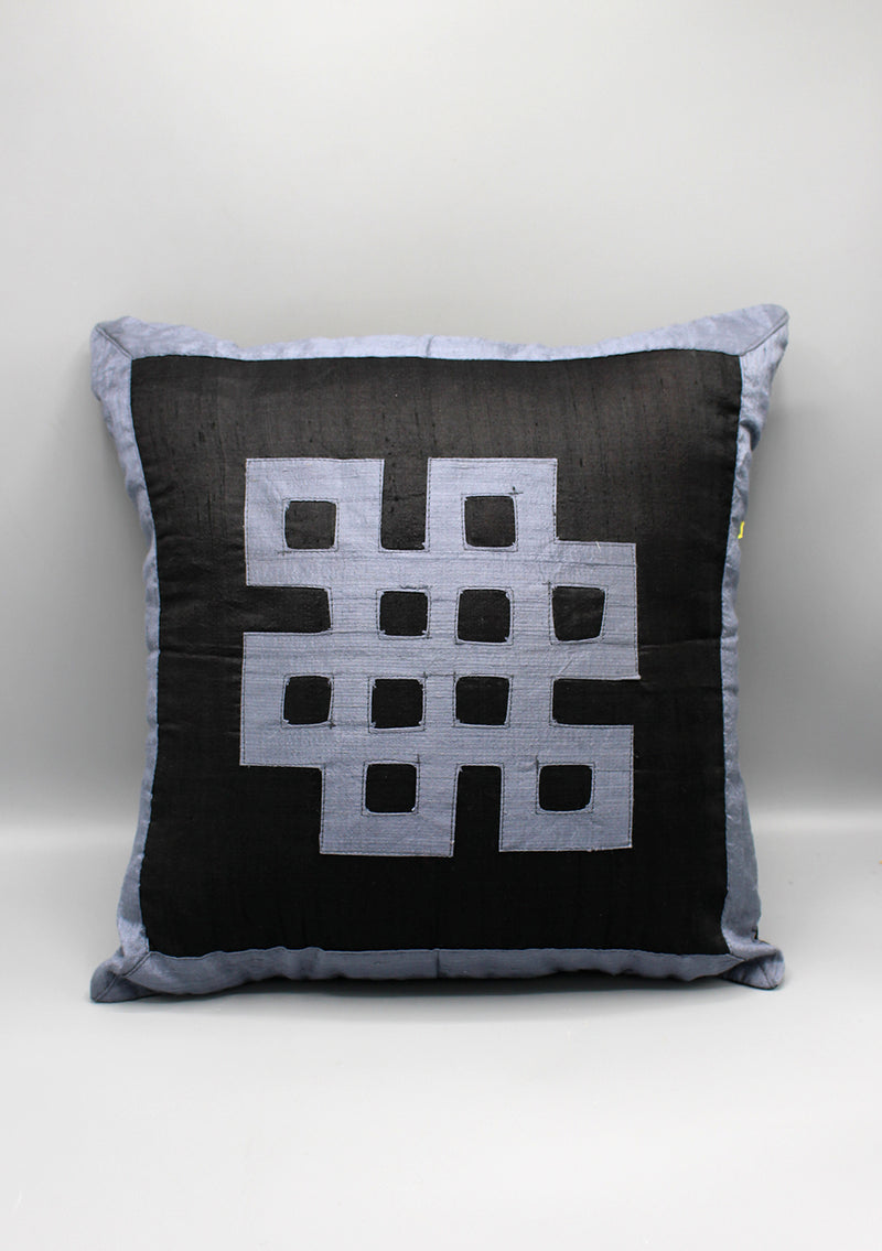 Endless Knot Patchwork Raw Silk Cushion Cover