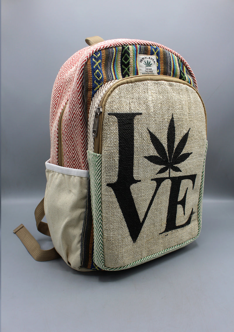 Love Printed Natural Hemp Backpack