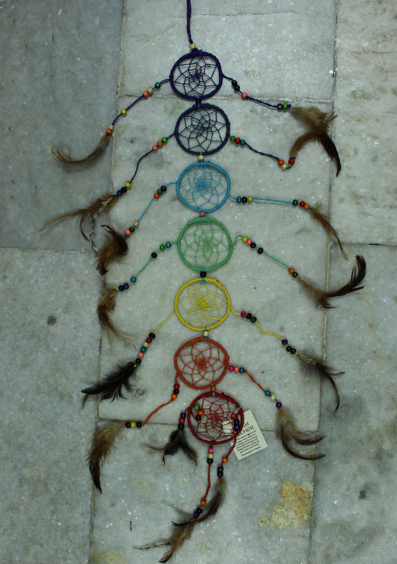 Rainbow Colored 6 Hoops Mini Dream Catcher