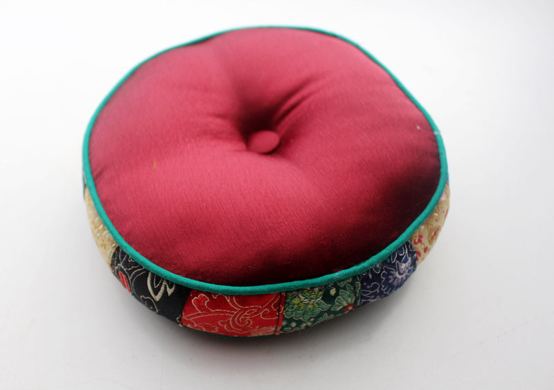 Colorful Handmade Silk Singing Bowl Cushion with Border - nepacrafts