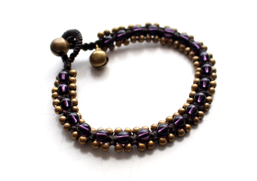 Handwoven Amethyst Color Glass Beads Teen Anklet - nepacrafts