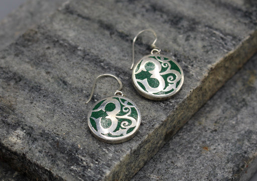 Om Round Sterling Silver Earrings - nepacrafts
