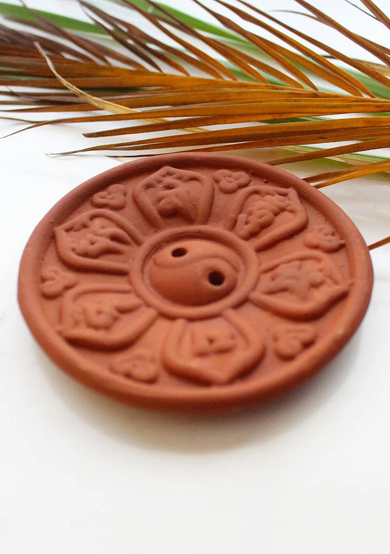 Om Mani Clay Incense Burner