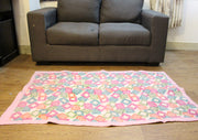 Light Pink with Diamond Pattern Printed Felt Floor Mat - nepacrafts