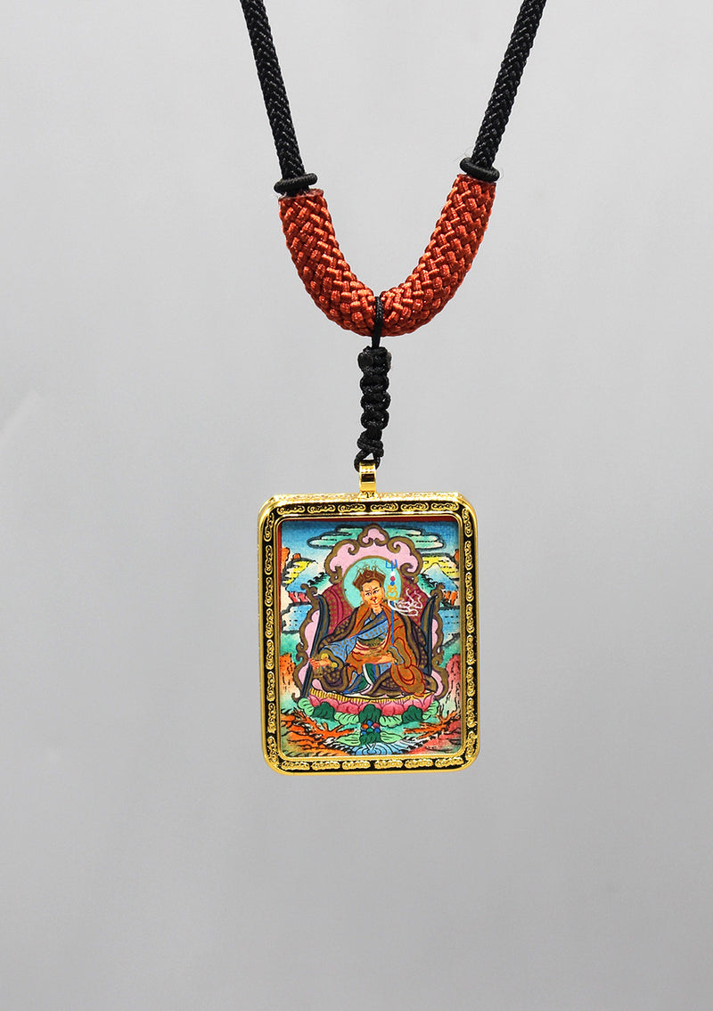 Hand Painted Mini Guru Padhmasambhava Thangka Amulet Pendant