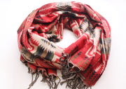 Cozy and Warm Hand Loomed Red Check Pattern Printed Yak Wool Shawl - nepacrafts