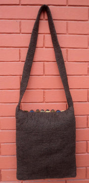 Brown Flower Felt Shoulder Bags - nepacrafts